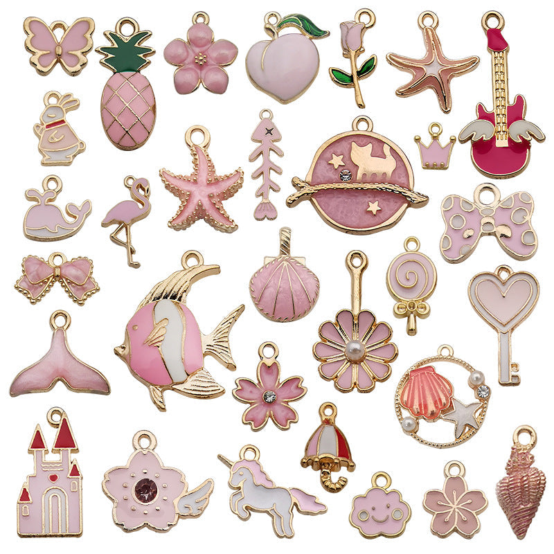 Kokorosa Dreamy Pink Drip Alloy Pendant Embellishments