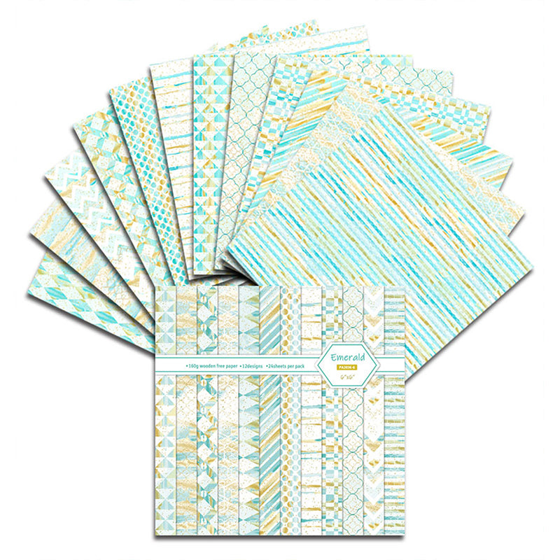 Kokorosa 24PCS  6" Emerald DIY Scrapbook & Cardstock Paper