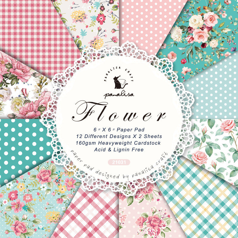 Kokorosa 24PCS DIY Scrapbook & Cardmaking Flower Background Paper