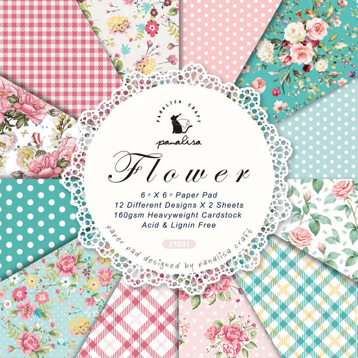 Kokorosa 24PCS DIY Scrapbook & Cardmaking Flower Background Paper