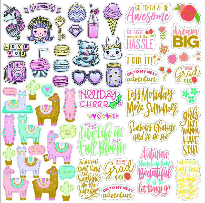 Kokorosa Hot Stamping, Pre-Cutting Stickers 50 Pieces of Girl