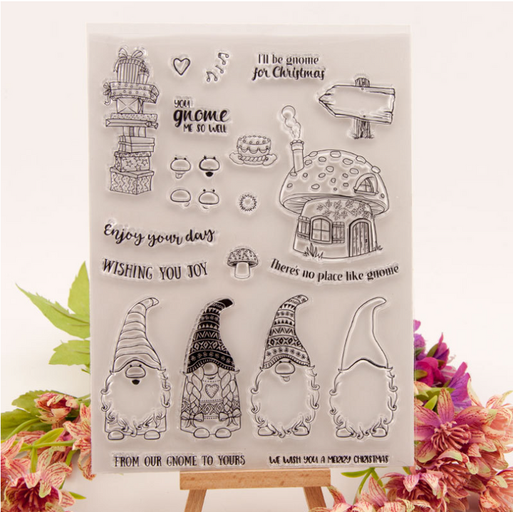 Kokorosa Dwarfs and Mushroom House Clear Stamps