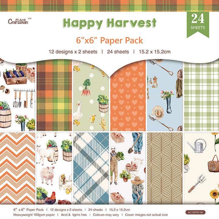 Kokorosa 24PCS  6" Happy Harvest DIY Scrapbook & Cardstock Paper