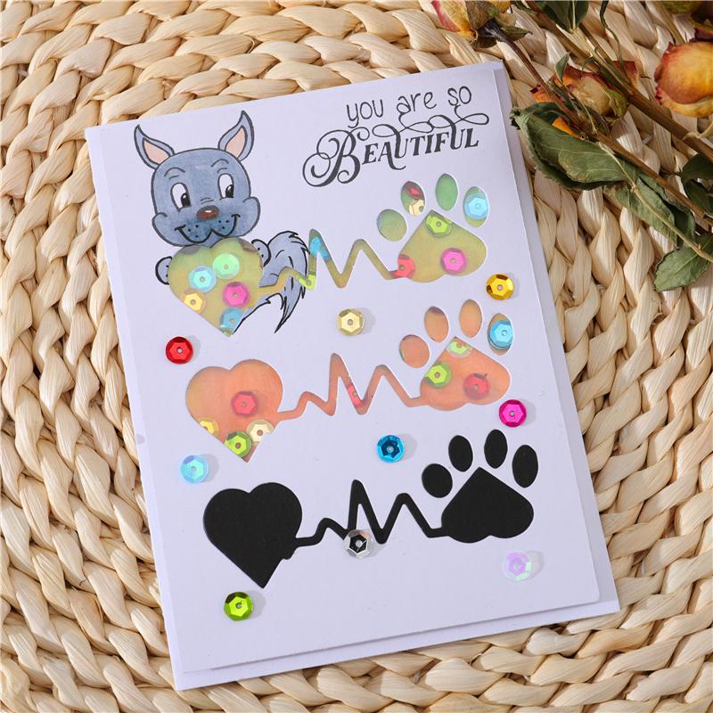 Kokorosa Love Dog Footprint Cutting Dies for Cardmaking