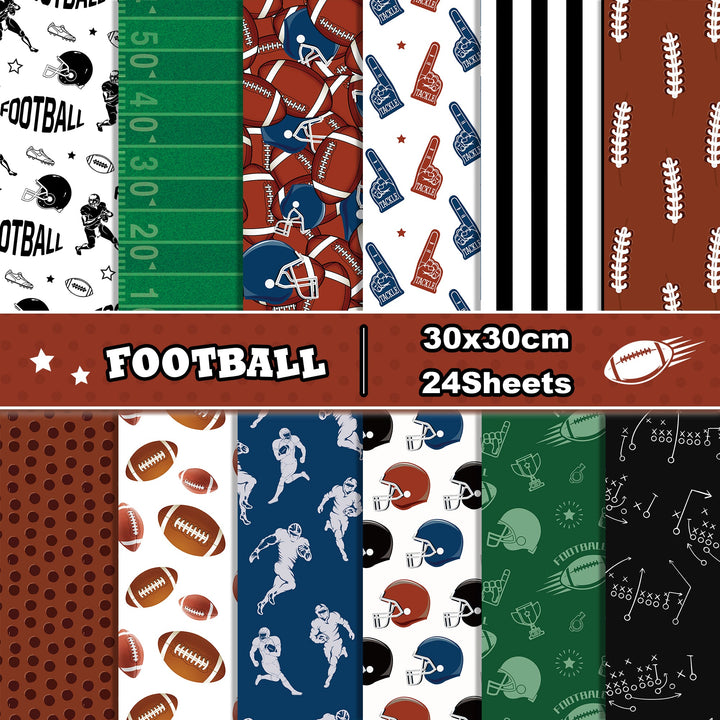 Kokorosa 24PCS 12" Football Theme Scrapbook & Cardstock Paper