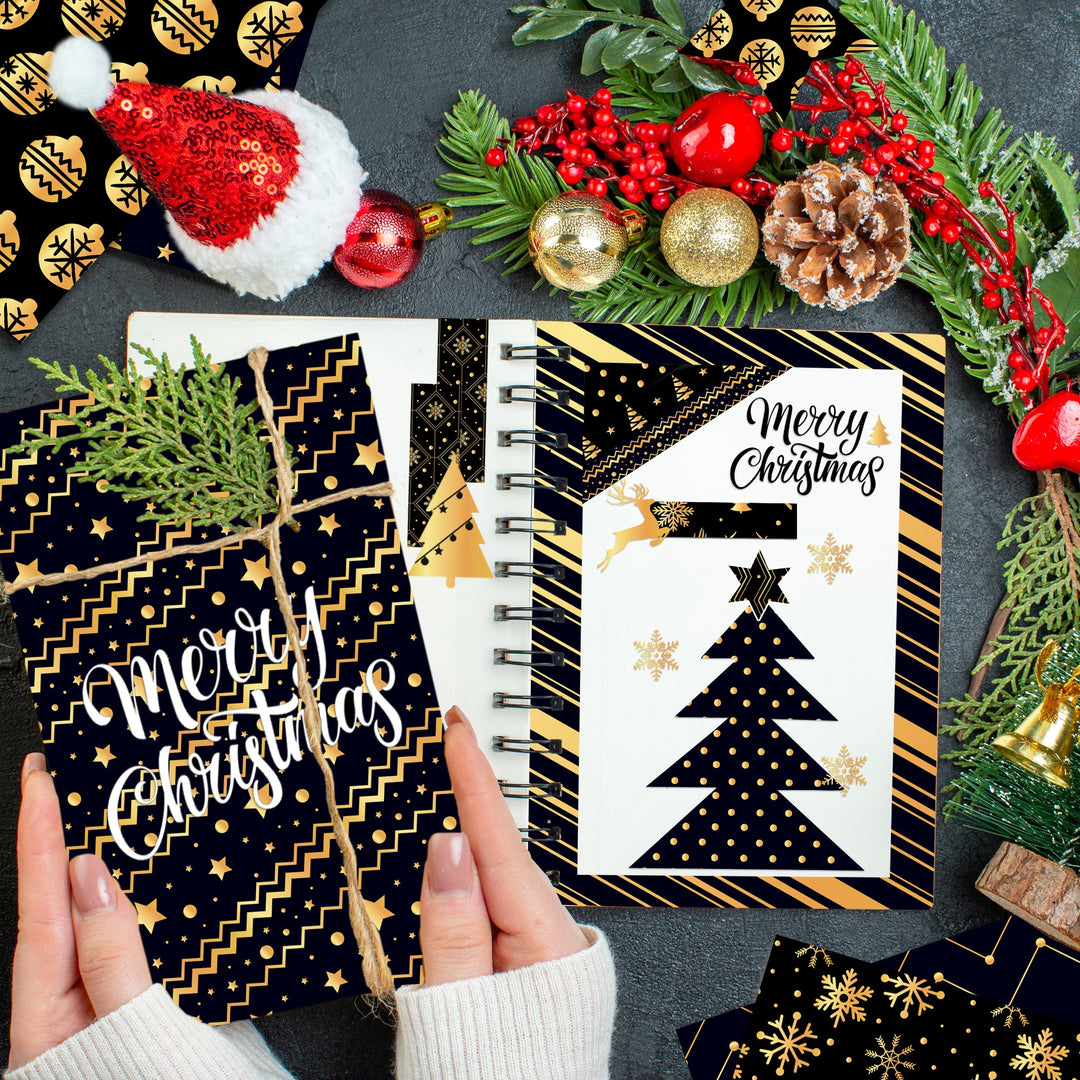 Kokorosa 24PCS 12" Golden Christmas Scrapbook & Cardstock Paper