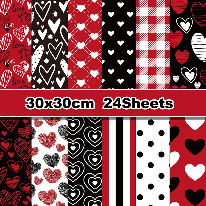 Kokorosa 24PCS 12" Sweet Heart Scrapbook & Cardstock Paper