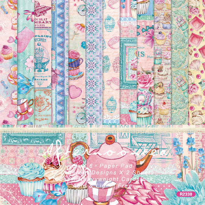 Kokorosa 24PCS 6" Afternoontea Scrapbook & Cardstock Paper