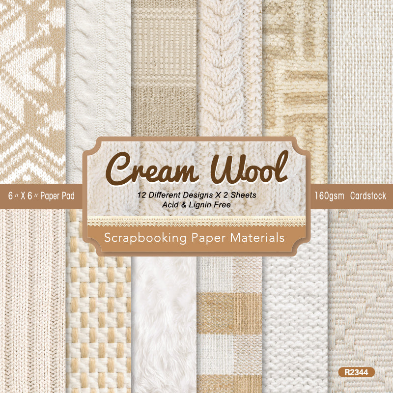 Kokorosa 24PCS 6" Cream Wool Scrapbook & Cardstock Paper
