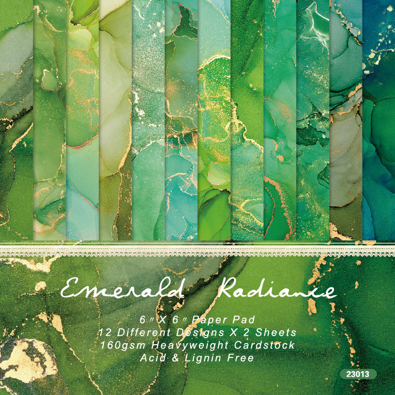 Kokorosa 24PCS 6" Emerald Radiance Scrapbook & Cardstock Paper
