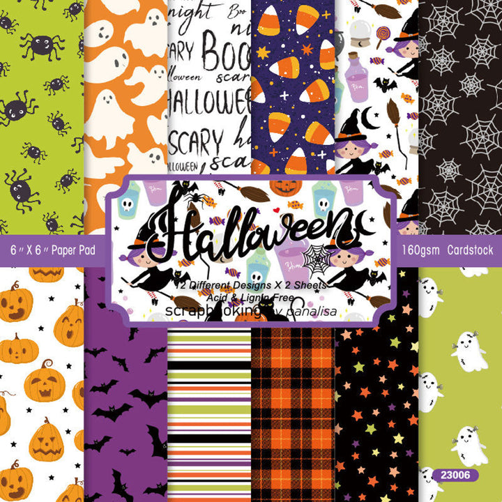 Kokorosa 24PCS 6" Halloween Pattern Scrapbook & Cardstock Paper