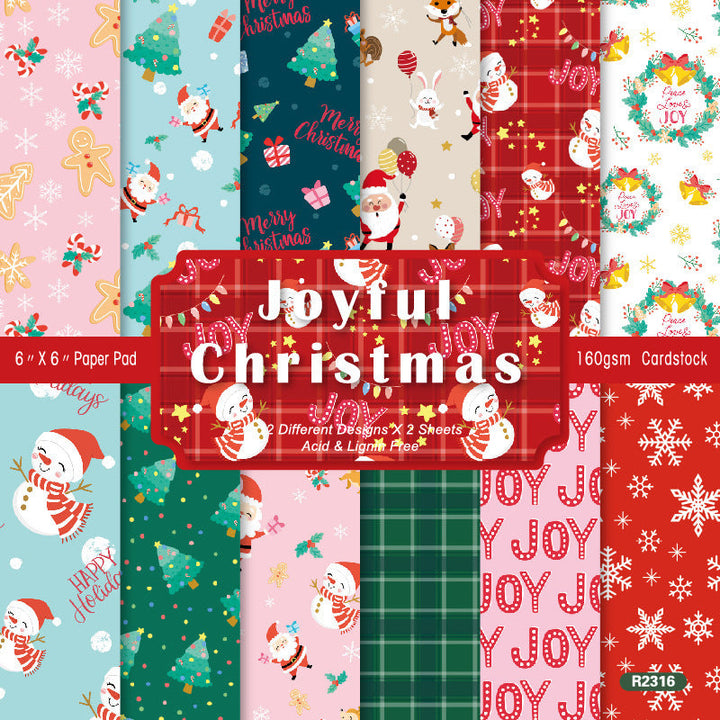 Kokorosa 24PCS 6" Joyful Christmas Scrapbook & Cardstock Paper