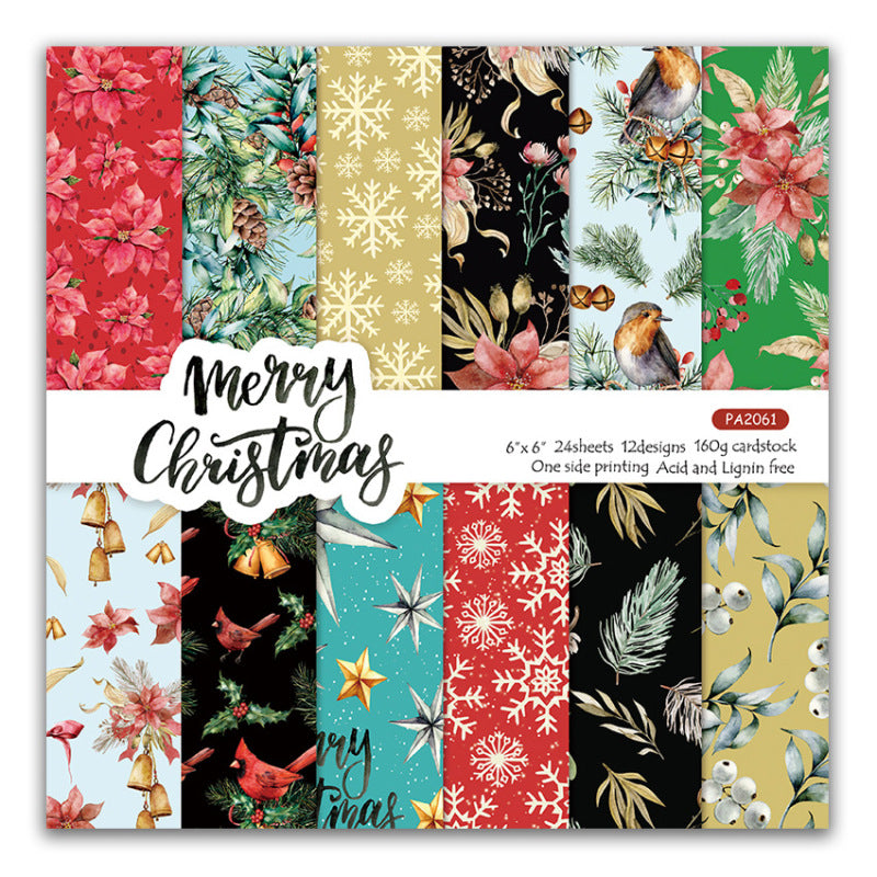 Kokorosa 24PCS 6" Merry Christmas Scrapbook & Cardstock Paper