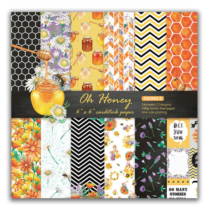 Kokorosa 24PCS 6" Oh Honey Scrapbook & Cardstock Paper