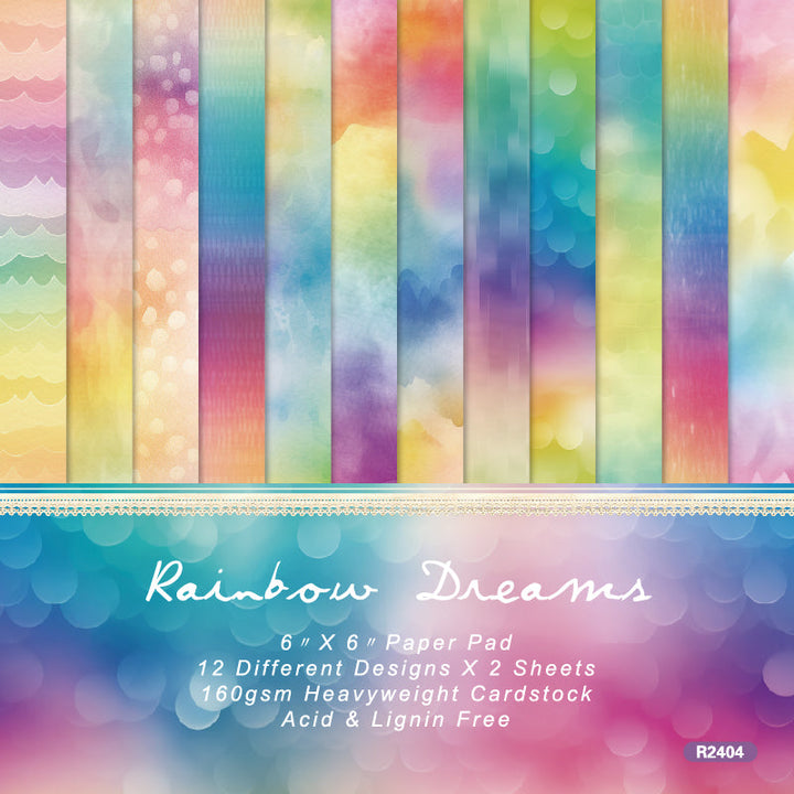 Kokorosa 24PCS 6" Rainbow Dreams Scrapbook & Cardstock Paper