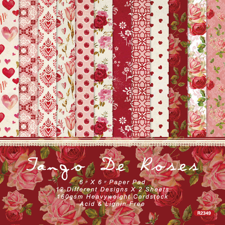 Kokorosa 24PCS 6" Romantic Rose Scrapbook & Cardstock Paper