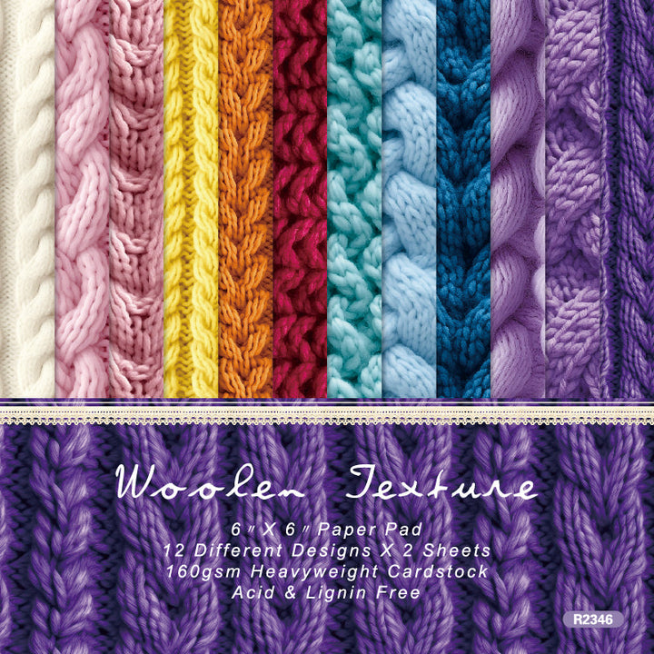 Kokorosa 24PCS 6" Woolen Texture Scrapbook & Cardstock Paper