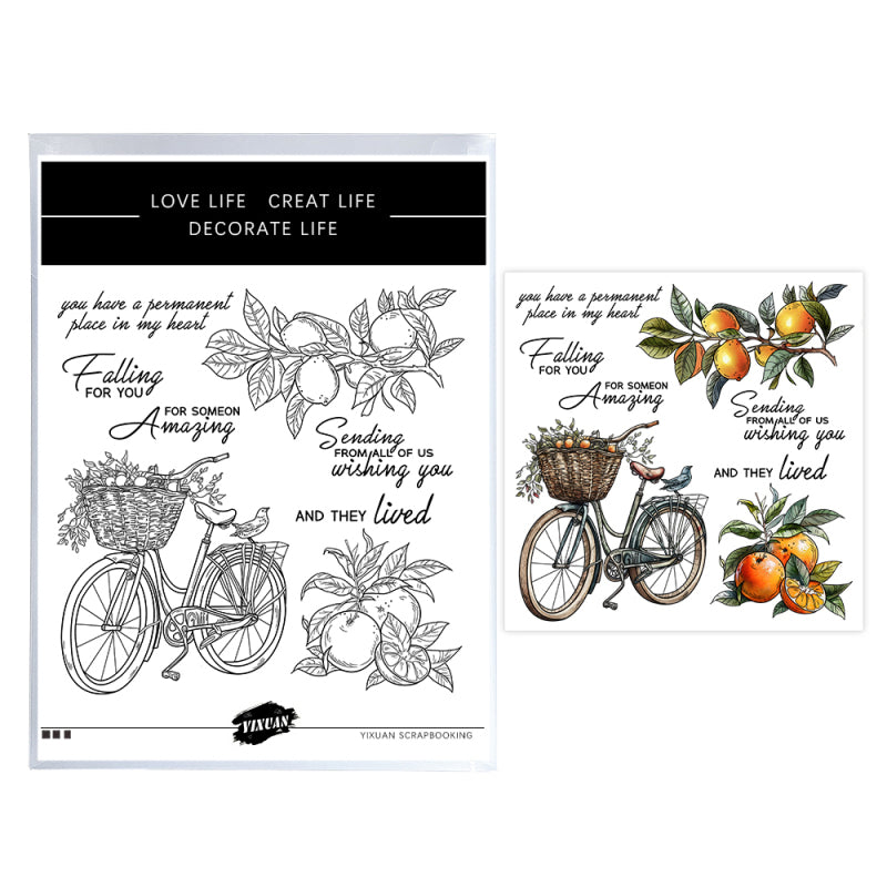 Kokorosa Bicycle and Orange Die with Stamps Set