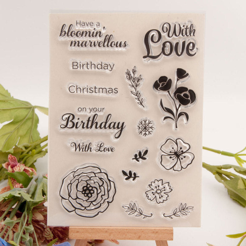 Kokorosa Blooming Flower and Word Clear Stamps