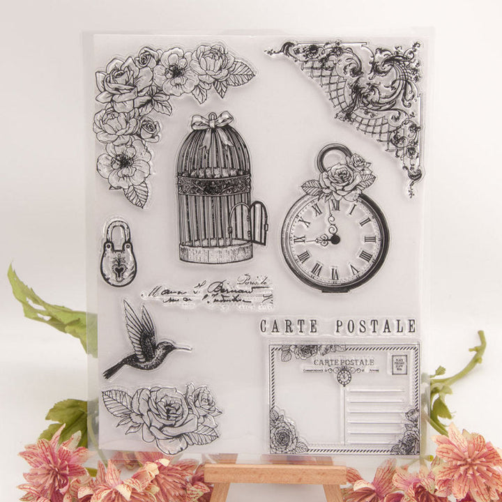 Kokorosa Clock and Bird Cage Clear Stamps