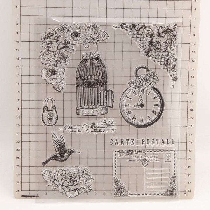 Kokorosa Clock and Bird Cage Clear Stamps