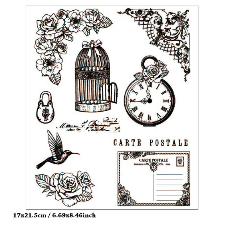 Kokorosa Clock and Bird Cage Clear Stamps