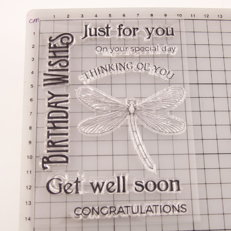 Kokorosa Dragonfly with Word Clear Stamps