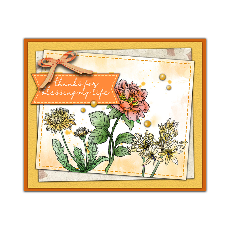 Kokorosa Flower and Word Dies with Stamps Set