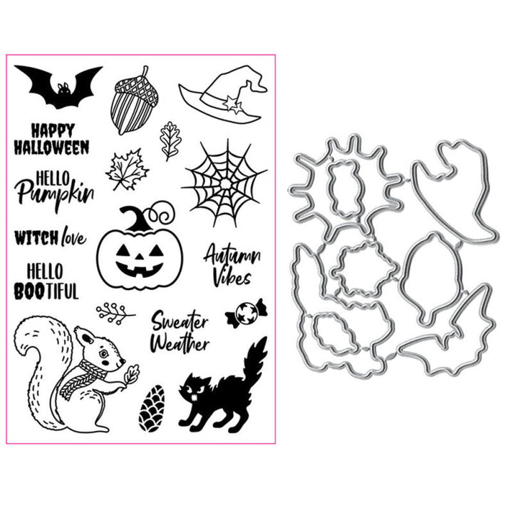 Kokorosa Halloween Animals Die with Stamps Set