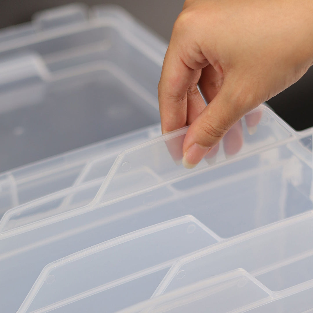 Kokorosa Plastic Storage Box - with 6 Tabbed Dividers