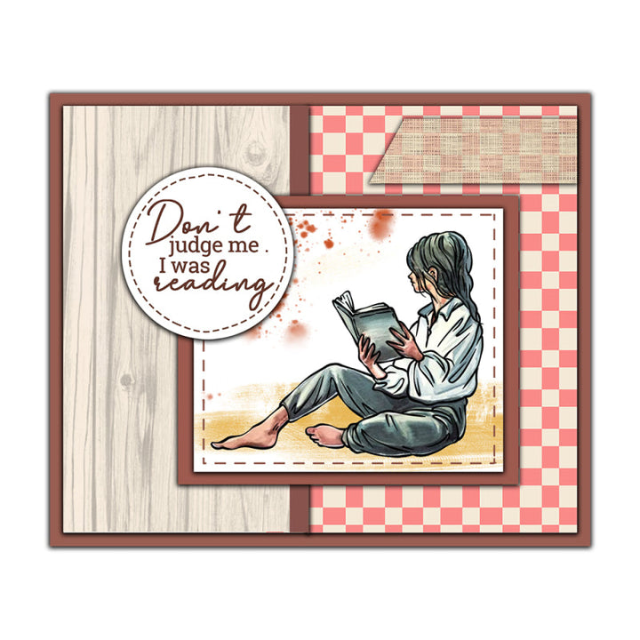Kokorosa Reading Girl Die with Stamps Set