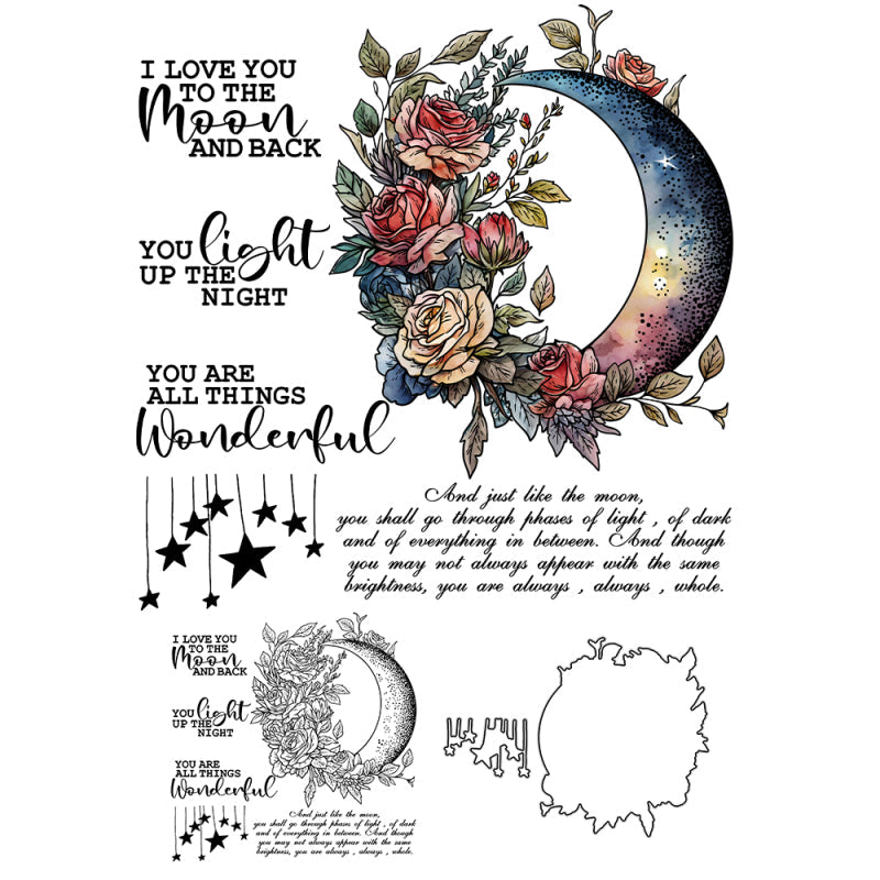 Kokorosa Rose on the Moon Die with Stamps Set