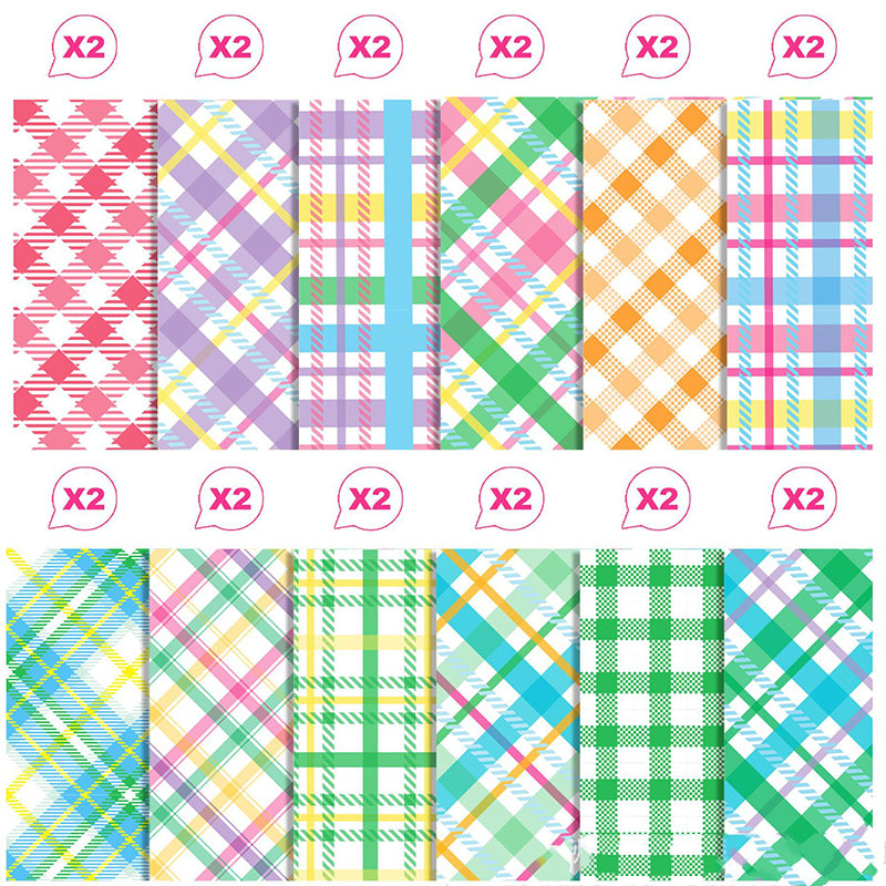 Kokorosa 24PCS  12" Colourful Check DIY Scrapbook & Cardstock Paper