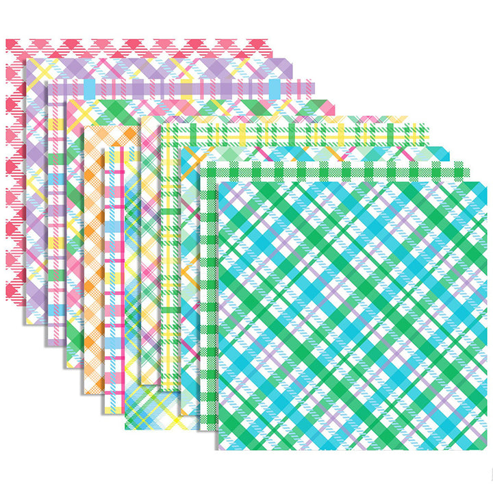 Kokorosa 24PCS  12" Colourful Check DIY Scrapbook & Cardstock Paper