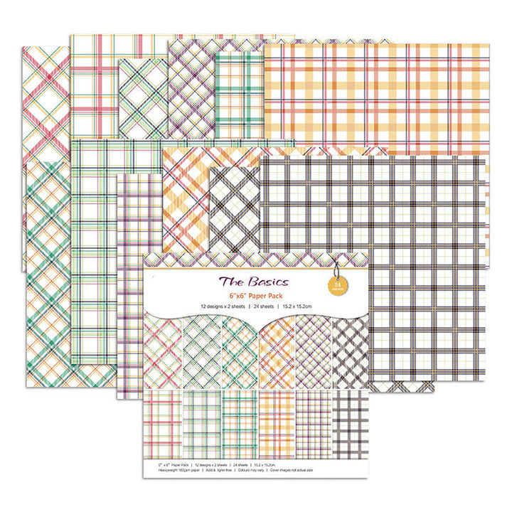 Kokorosa 24PCS  6" Basic Grid Pattern DIY Scrapbook & Cardstock Paper