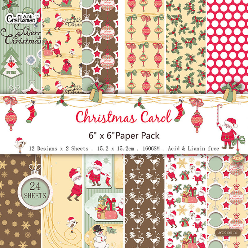 Kokorosa 24PCS  6" Christmas DIY Scrapbook & Cardstock Paper