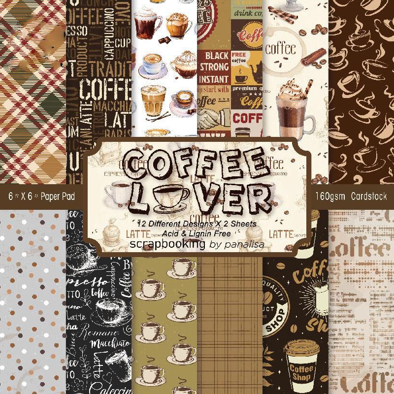 Kokorosa 24PCS  6" Coffee Time DIY Scrapbook & Cardstock Paper