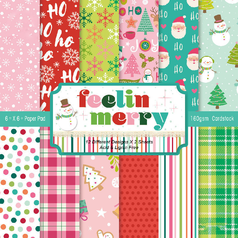 Kokorosa 24PCS 6 Colorful Christmas DIY Scrapbook & Cardstock Paper –
