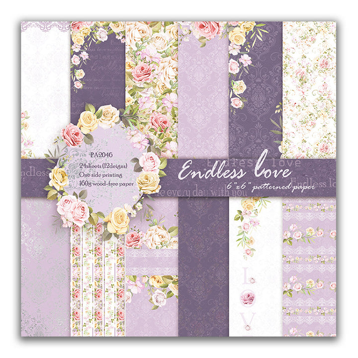 Kokorosa 24PCS  6" Endless Love DIY Scrapbook & Cardstock Paper