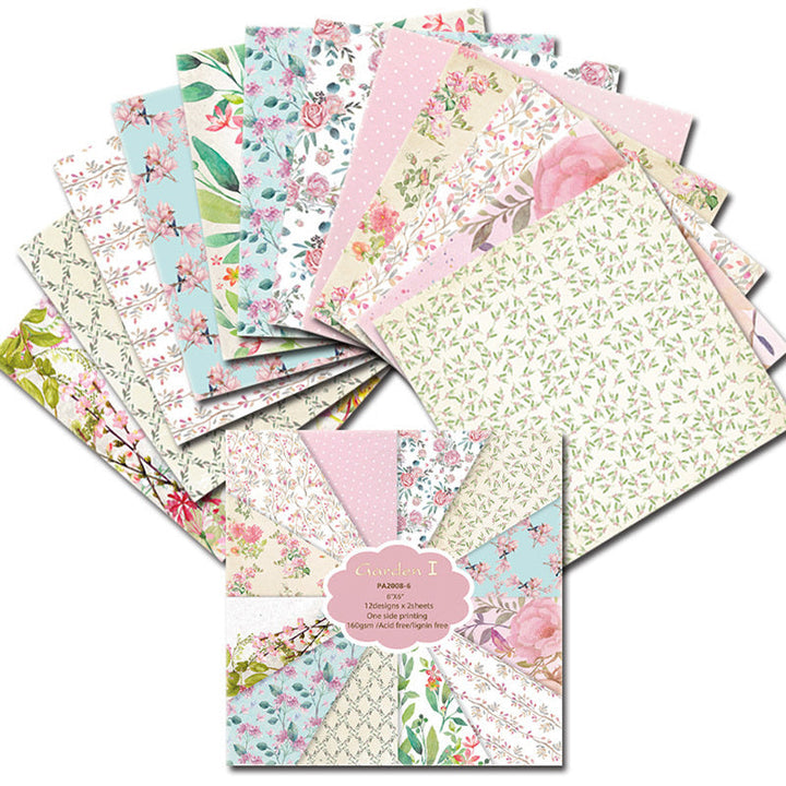 Kokorosa 24PCS  6" Garden Pattern  DIY Scrapbook & Cardmaking Paper