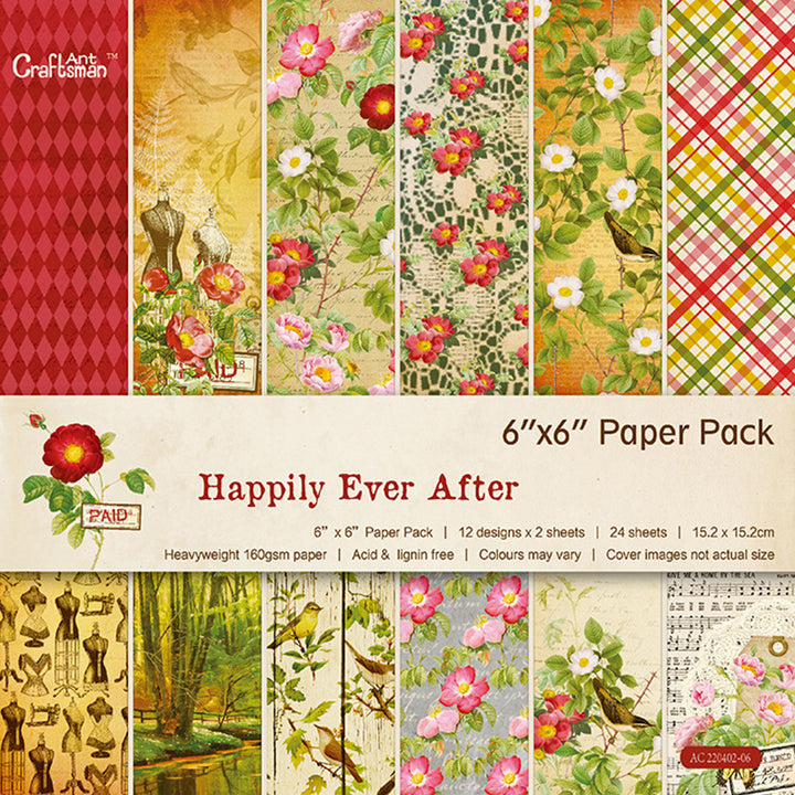 Kokorosa 24PCS  6" Happliy Ever After DIY Scrapbook & Cardstock Paper
