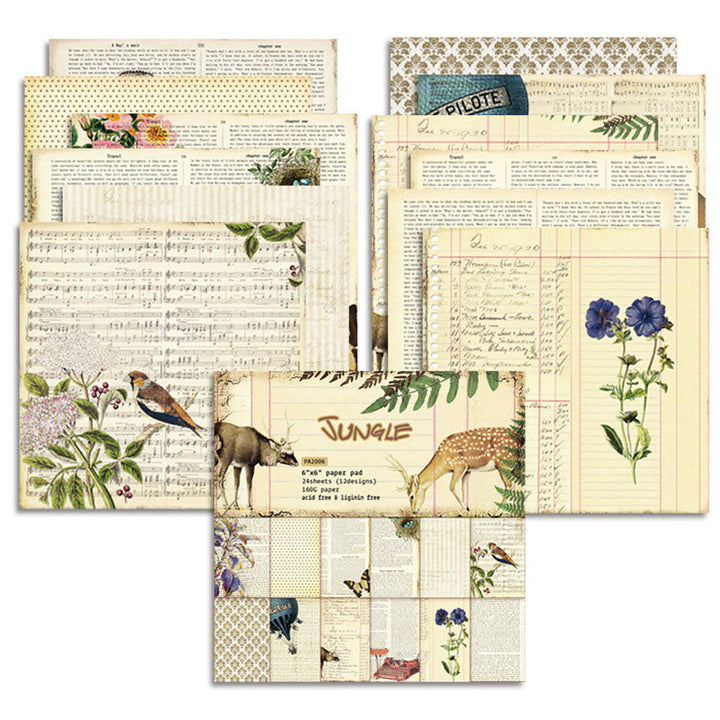 Kokorosa 24PCS  6" Jungle  DIY Scrapbook & Cardmaking Paper