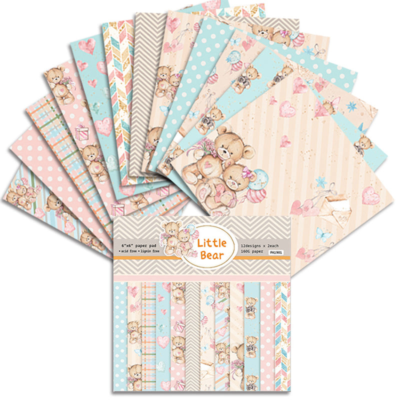 Kokorosa 24PCS  6" Little Bear DIY Scrapbook & Cardstock Paper