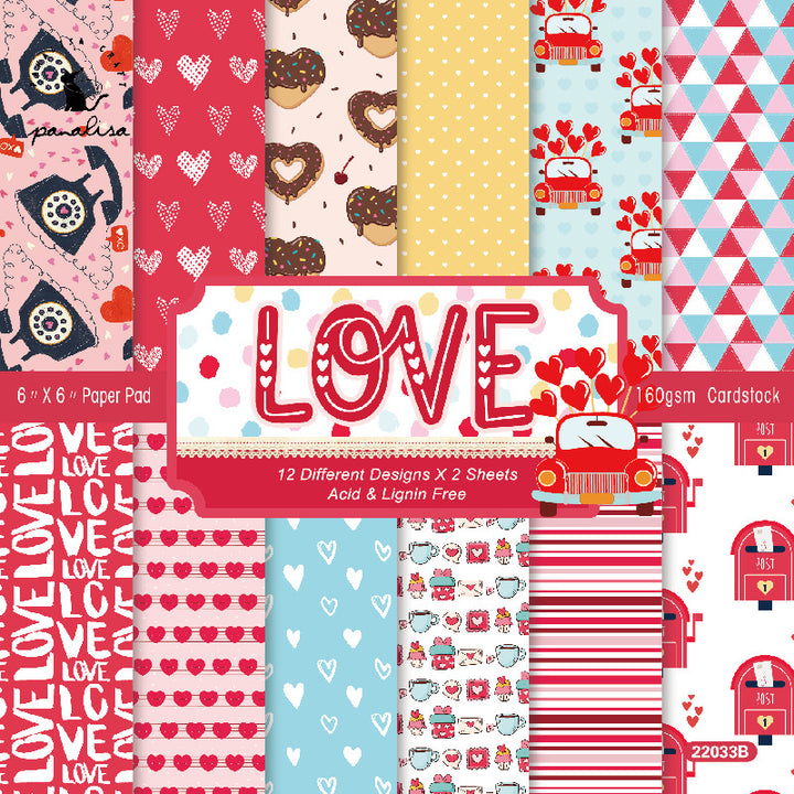 Kokorosa 24PCS  6" Love DIY Scrapbook & Cardstock Paper