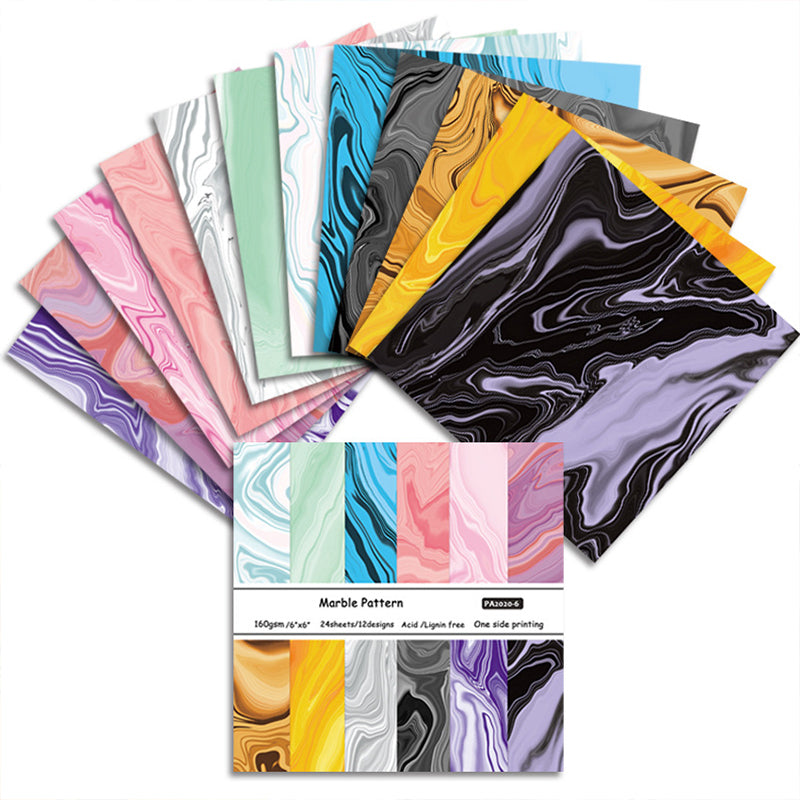 Kokorosa 24PCS  6" Marble Pattern DIY Scrapbook & Cardstock Paper