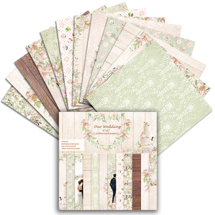 Kokorosa 24PCS  6" Our Wedding DIY Scrapbook & Cardstock Paper