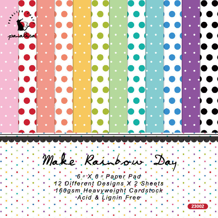 Kokorosa 24PCS  6" Rainbow Dots DIY Scrapbook & Cardstock Paper