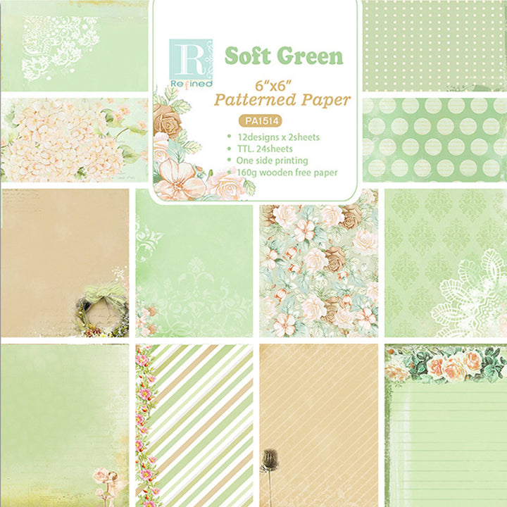 Kokorosa 24PCS  6" Soft Green DIY Scrapbook & Cardstock Paper