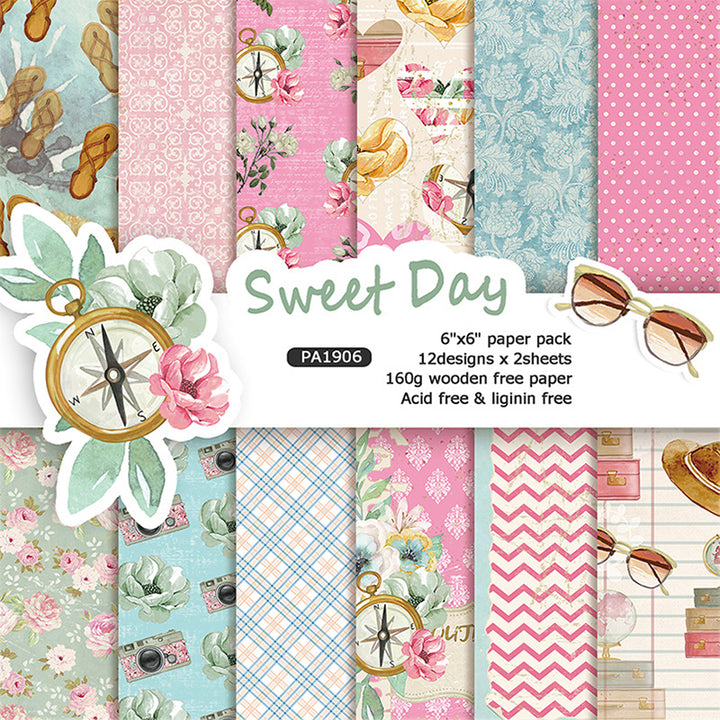 Kokorosa 24PCS  6" Sweet Day DIY Scrapbook & Cardstock Paper