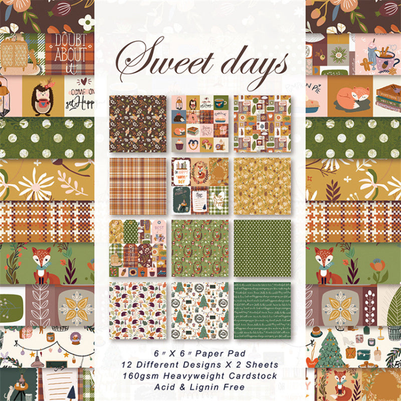 Kokorosa 24PCS  6" Sweet Days DIY Scrapbook & Cardstock Paper